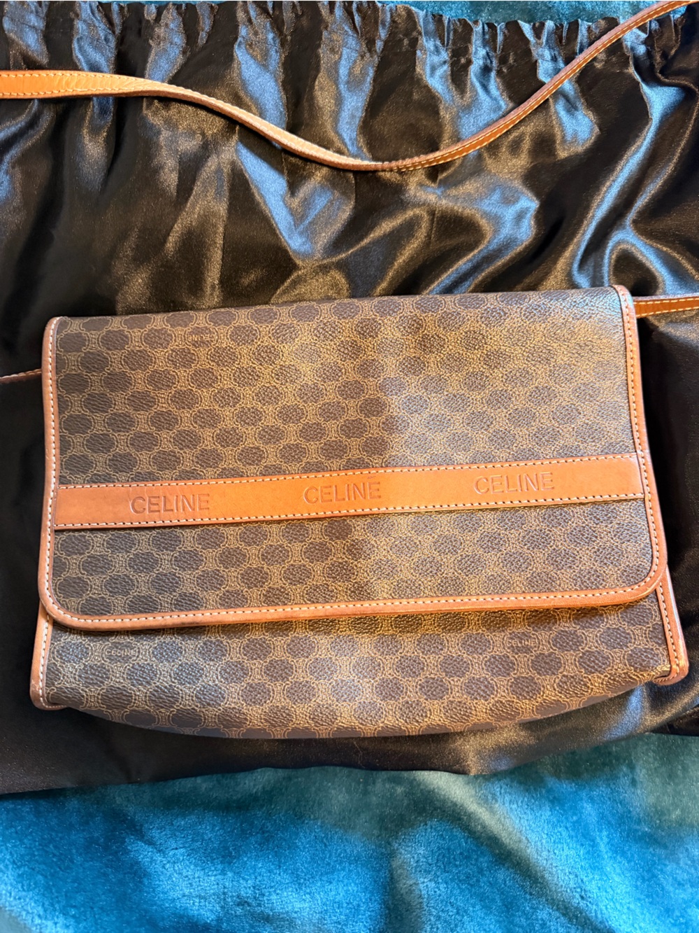 Celine Brown & Tan Monogram Messenger Bag